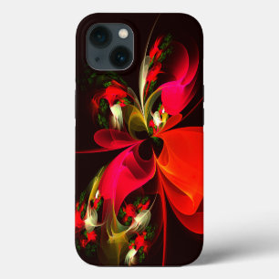 Red Green Floral Modern Abstract Art Pattern #02 iPhone 13 Case
