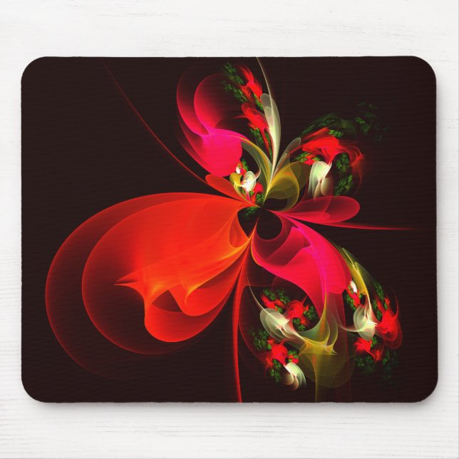 Red Green Floral Modern Abstract Art Pattern #02 Mouse Mat (Front)