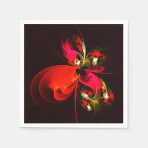 Red Green Floral Modern Abstract Art Pattern #02 Napkin