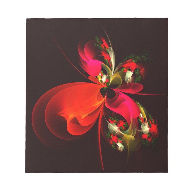 Red Green Floral Modern Abstract Art Pattern #02 Notepad (Front)