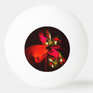 Red Green Floral Modern Abstract Art Pattern #02 Ping Pong Ball