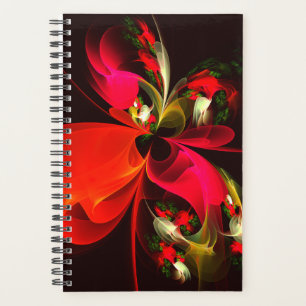 Red Green Floral Modern Abstract Art Pattern #02 Planner