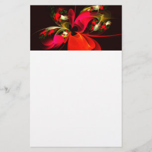 Red Green Floral Modern Abstract Art Pattern #02 Stationery