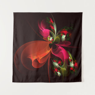 Red Green Floral Modern Abstract Art Pattern #02 Tapestry