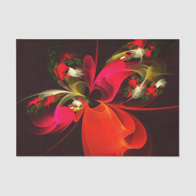 Red Green Floral Modern Abstract Art Pattern #02 Tissue Paper (Front)