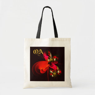 Red Green Floral Modern Abstract Art Pattern #02 Tote Bag