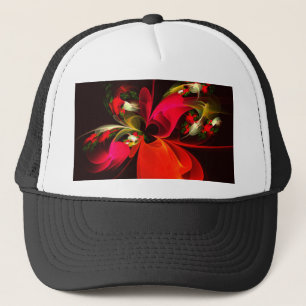 Red Green Floral Modern Abstract Art Pattern #02 Trucker Hat