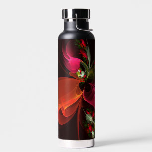 Red Green Floral Modern Abstract Art Pattern #02 Water Bottle