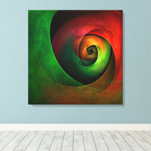 Red Green Floral Modern Abstract Art Pattern #21 Canvas Print