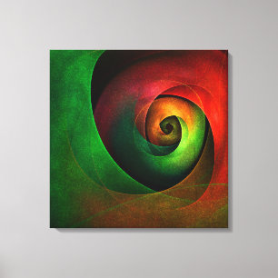 Red Green Floral Modern Abstract Art Pattern #21 Canvas Print