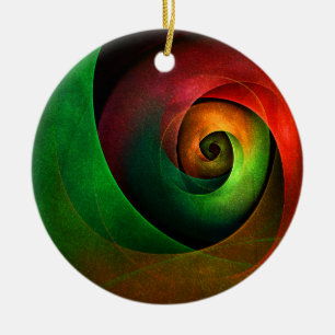 Red Green Floral Modern Abstract Art Pattern #21 Ceramic Tree Decoration
