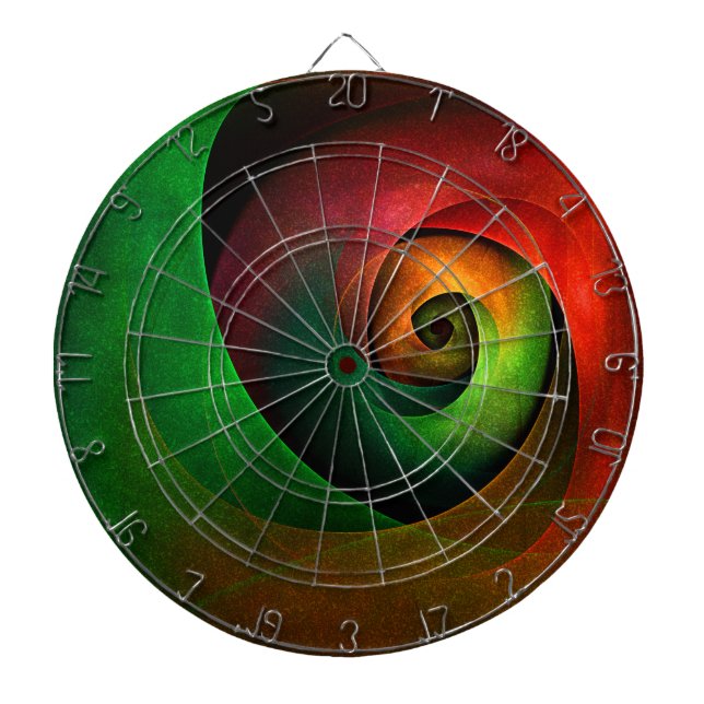 Red Green Floral Modern Abstract Art Pattern #21 Dartboard (Front)