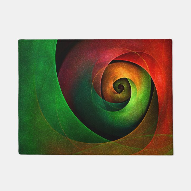 Red Green Floral Modern Abstract Art Pattern #21 Doormat (Front)