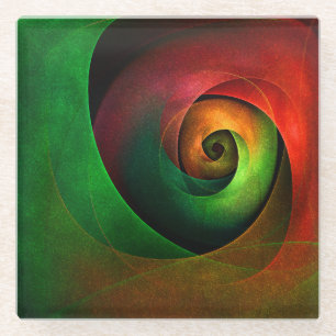 Red Green Floral Modern Abstract Art Pattern #21 Glass Coaster