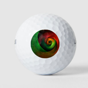 Red Green Floral Modern Abstract Art Pattern #21 Golf Balls