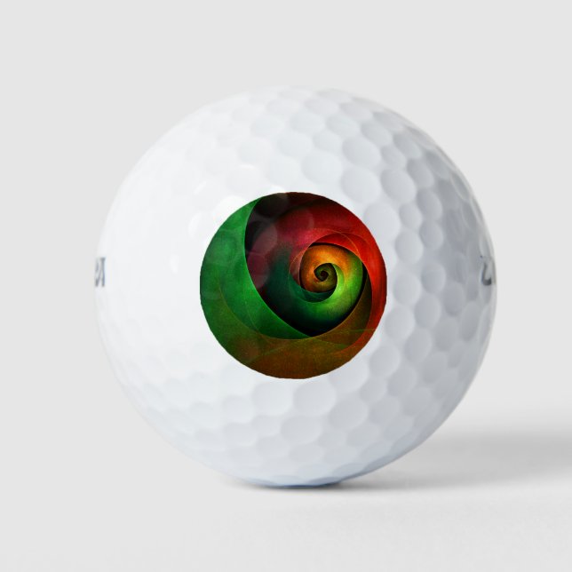 Red Green Floral Modern Abstract Art Pattern #21 Golf Balls (Front)