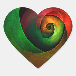 Red Green Floral Modern Abstract Art Pattern #21 Heart Sticker