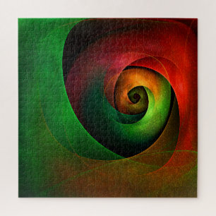 Red Green Floral Modern Abstract Art Pattern #21 Jigsaw Puzzle