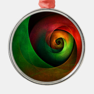 Red Green Floral Modern Abstract Art Pattern #21 Metal Tree Decoration