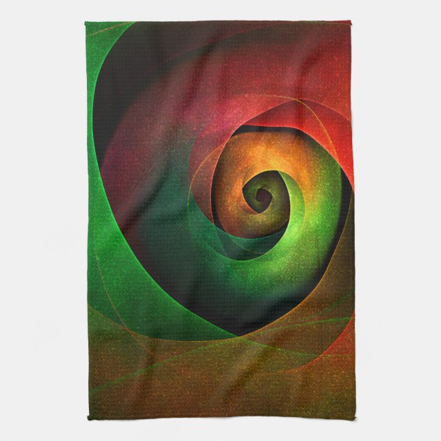 Red Green Floral Modern Abstract Art Pattern #21 Tea Towel (Vertical)