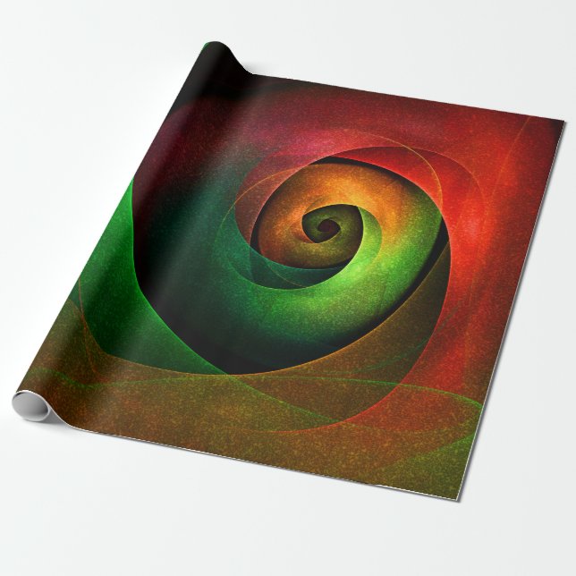 Red Green Floral Modern Abstract Art Pattern #21 Wrapping Paper (Unrolled)