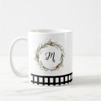 Red Green Floral Wreath Watercolor Black Checked
