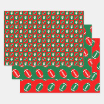 Red & Green Football & Santa Matching Christmas