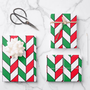 Red Green Geometric Pattern Wrapping Paper Sheet
