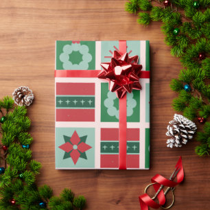 Red Green Geometric Style in Christmas Wrapping Paper