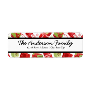 Red & Green Gifts - Return Address Labels