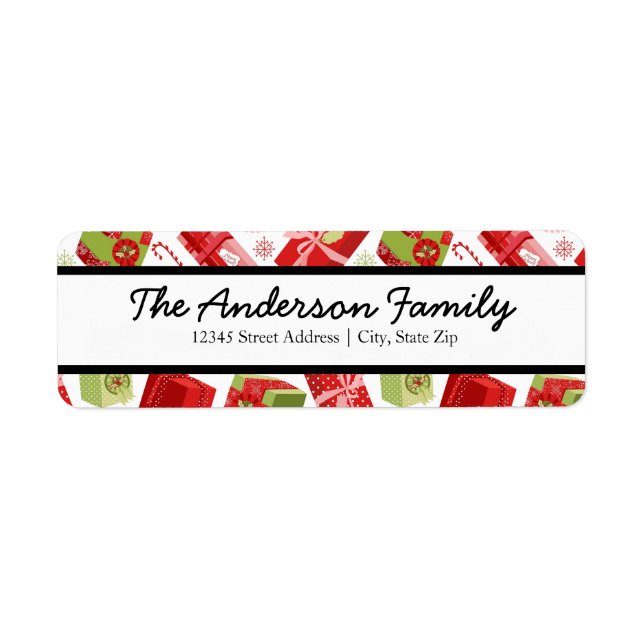 Red & Green Gifts - Return Address Labels (Front)