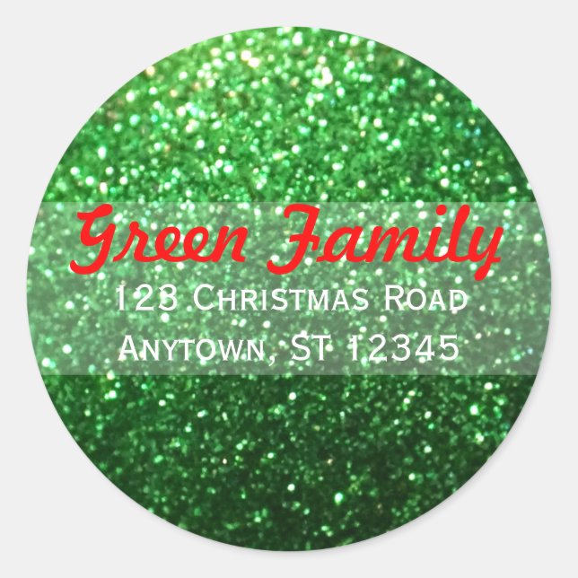 Red & Green Glitter Christmas Return Address Label (Front)