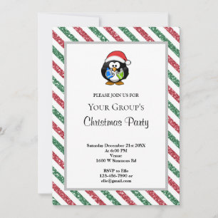 Red/Green Glitter Funny Christmas Party Invitation