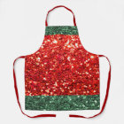 Red Green Glitter Holiday Christmas Cooking  Apron