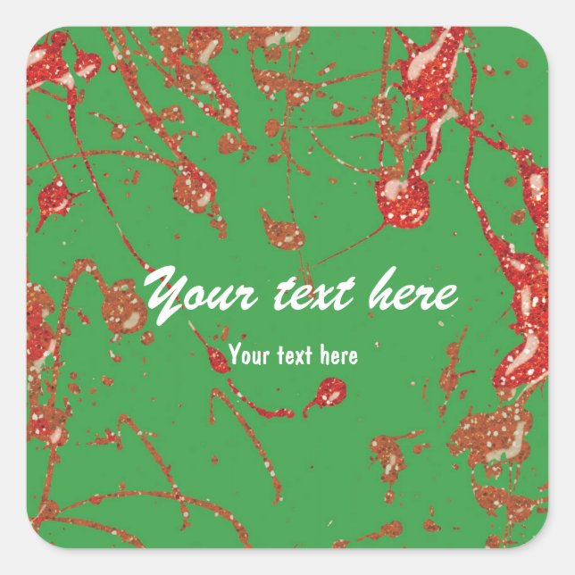 Red Green Glitter Paint Holiday party sticker (Front)