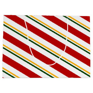  Red Green & Gold Candy Cane Christmas Large Gift Bag