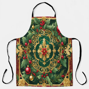 Red Green Gold Christmas Holiday Apron