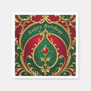 Red Green Gold Christmas Holiday Napkin