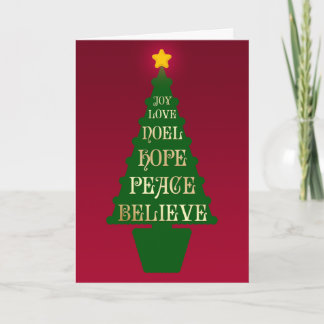 Red, Green, Gold Christmas Tree Card
