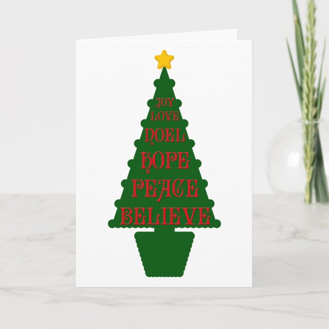 Red, Green, Gold Christmas Tree Card (Front)