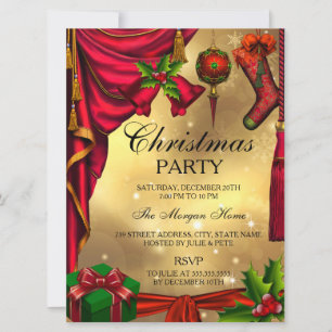 Red Green Gold festive Christmas Holiday Invite