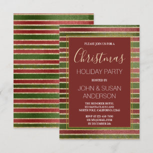 Red  Green - Gold Foil Christmas Party Invitation