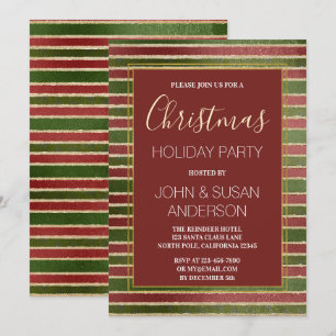 Red  Green - Gold Foil Christmas Party Invitation
