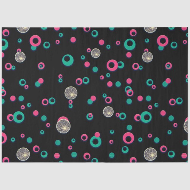 Red Green Gold Glitter Polka Dots Christmas Tissue Paper (Front)