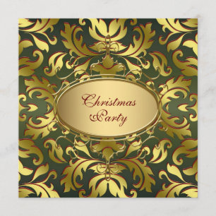 Red Green Gold Leaf Corporate Christmas Party Invitation