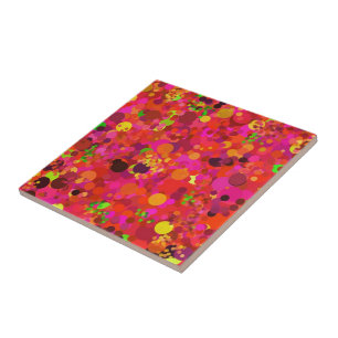 Red Green Gold & Pink Dots Colourful Decorative Tile