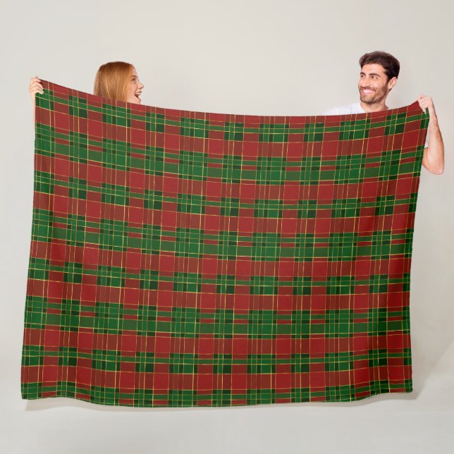 Red Green Gold Plaid   Fleece Blanket (In Situ)