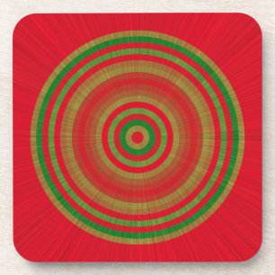 Red Green Gold Rings Coaster