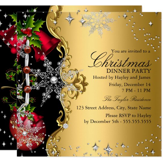 red green gold snowflake christmas dinner party 3