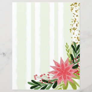 Red Green Gold Sparkle Pink Red Floral Stationary